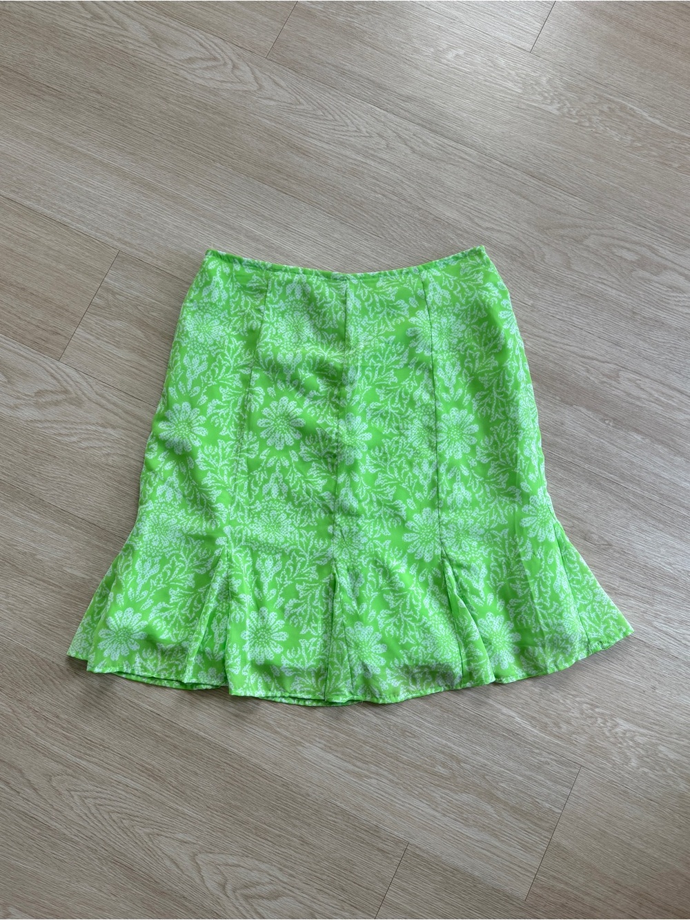 Jaclyn Smith Classic Womens 12 Lime Green & White Floral Knee Length Skirt